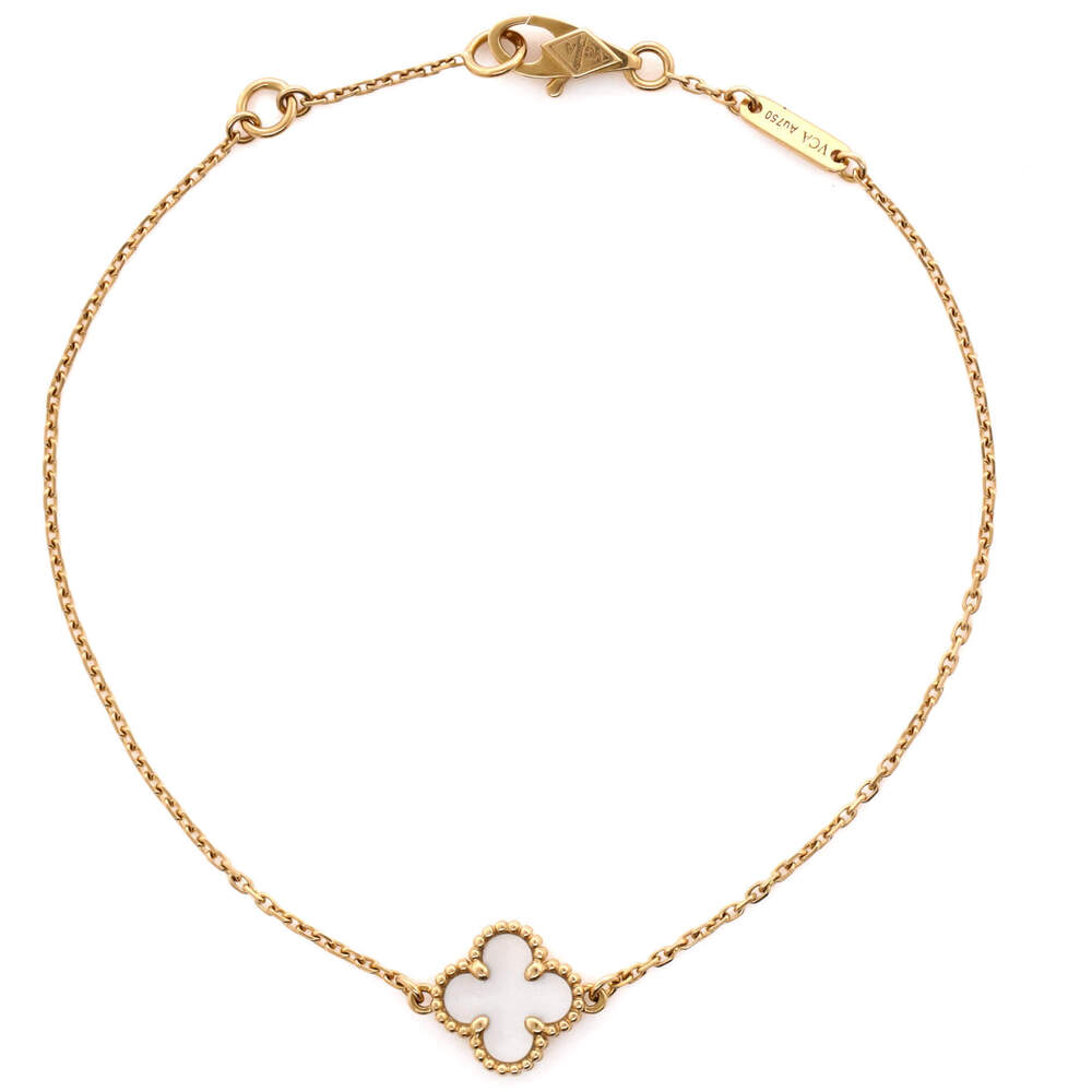 Van Cleef & Arpels Sweet Alhambra Bracelet 18K Yellow Gold and Mother of Pearl